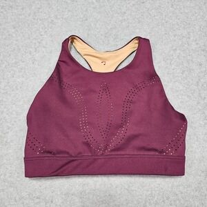 Buff Bunny Collection Sports Bra Medium Burgundy Perforated Racerback *No Pads*